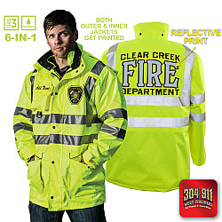 "CLEAR CREEK VOL FIRE DEPARTMENT" GAME - The 6 in 1 Jacket (NEON LIME)