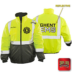 "GHENT FIRE DEPARTMENT" GAME - The Econo Black Bottom Bomber (NEON LIME)