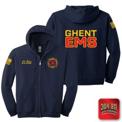 "GHENT FIRE DEPARTMENT" NAVY GILDAN Heavy Blend™ Full-Zip Hooded Sweatshirt