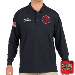 "GHENT FIRE DEPARTMENT" (EMBROIDERY) TACTICAL JERSEY LONG SLEEVE POLO (NAVY)