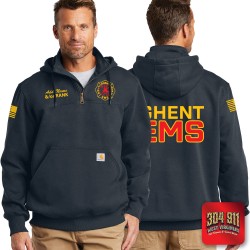 "GHENT FIRE DEPARTMENT" NEW NAVY Carhartt ® Rain Defender ® Paxton Heavyweight Hooded Zip Mock Sweatshirt