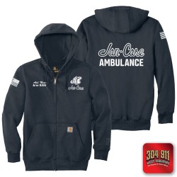 "JAN-CARE AMBULANCE" NEW NAVY Carhartt ® Rain Defender ® Paxton Heavyweight Hooded Zip Mock Sweatshirt
