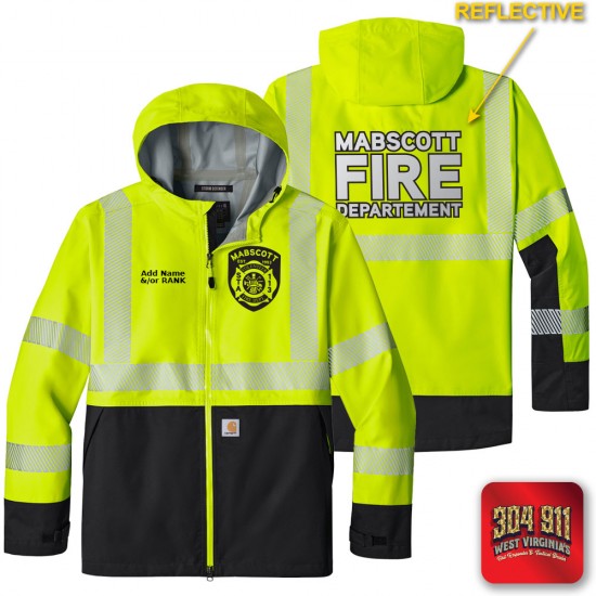 "MABSCOTT VOLUNTEER FIRE DEPARTMENT" BRIGHT LIME Carhartt® ANSI 107 Class 3 Storm Defender® Jacket