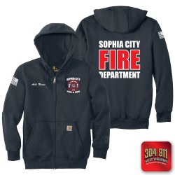 "SOPHIA CITY FIRE & EMS" NAVY Carhartt ® Rain Defender ® Paxton Heavyweight Hooded Zip Mock Sweatshirt