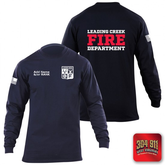 "LEADING CREEK VOLUNTEER FIRE DEPARTMENT" 5.11 STATION WEAR LONG SLEEVE T-SHIRT (1-COLOR FRONT PRINT)