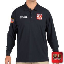 "LEADING CREEK VOLUNTEER FIRE DEPARTMENT" (EMBROIDERY) TACTICAL JERSEY LONG SLEEVE POLO (NAVY)