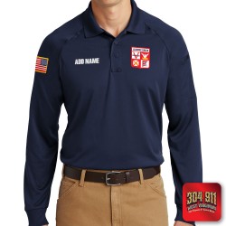 "LEADING CREEK VOLUNTEER FIRE DEPARTMENT" (EMBROIDERY) CornerStone® - Select Long Sleeve Snag-Proof Tactical Polo (NAVY)