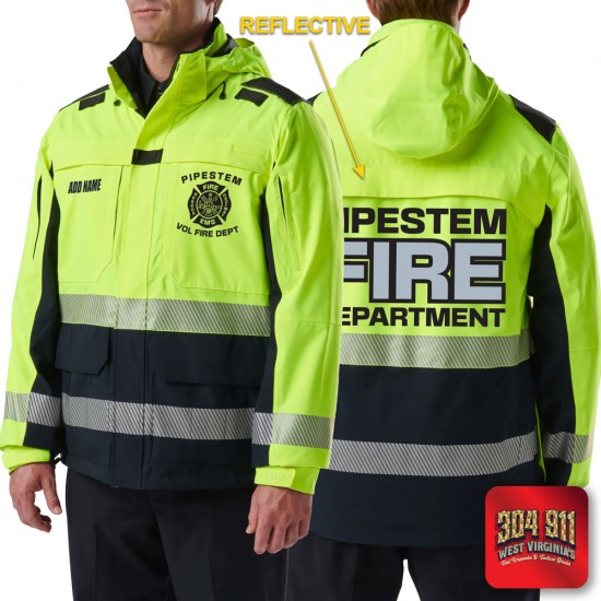 "PIPESTEM VOL FIRE DEPARTMENT" (REFLECTIVE PRINT) RESPONDER HI-VIS PARKA 2.0 5.11 Tactical (DARK NAVY)