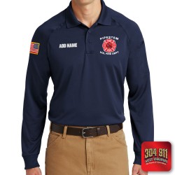 "PIPESTEM VOL FIRE DEPARTMENT" (EMBROIDERY) CornerStone® - Select Long Sleeve Snag-Proof Tactical Polo (NAVY)