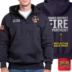 "BANKS DISTRICT FIRE DEPT" NAVY - GAME - The Hooded Work Shirt (EMBROIDERED & REFLECTIVE BACK INCLUDED)