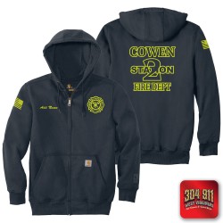 "COWEN FIRE DEPARTMENT" NAVY Carhartt ® Rain Defender ® Paxton Heavyweight Hooded Zip Mock Sweatshirt