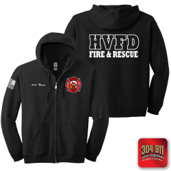 "HANOVER VOL FIRE DEPT" BLACK GILDAN Heavy Blend™ Full-Zip Hooded Sweatshirt