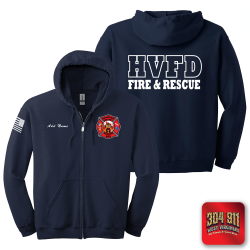 "HANOVER VOL FIRE DEPT" NAVY GILDAN Heavy Blend™ Full-Zip Hooded Sweatshirt