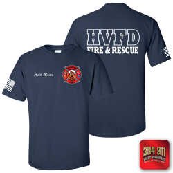 "HANOVER VOL FIRE DEPT" NAVY WORK TEE