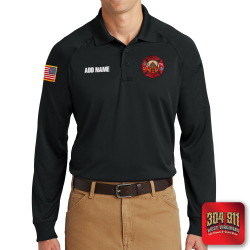 "HANOVER VOL FIRE DEPT" (EMBROIDERY) CornerStone® - Select Long Sleeve Snag-Proof Tactical Polo (BLACK)