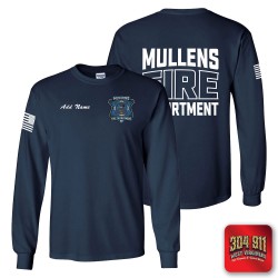"MULLENS FIRE DEPARTMENT" NAVY SCREEN PRINTED LONG SLEEVE WORK T-SHIRT