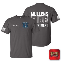 "MULLENS FIRE DEPARTMENT" CHARCOAL SCREEN PRINTED WORK T-SHIRT