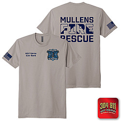 "MULLENS FIRE DEPARTMENT" (LT.GREY) Next Level Apparel® Adult CVC Sueded Tee