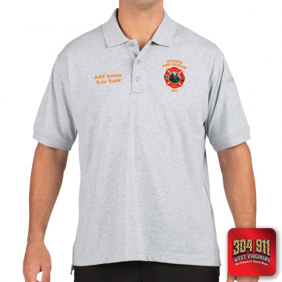 "OCEANA FIRE RESCUE" (EMBROIDERY) UTILITY SHORT SLEEVE POLO (HEATHER GRAY)