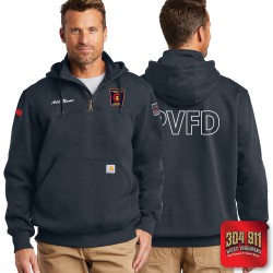 "WYOMING COUNTY FIRE CO. INC." NEW NAVY Carhartt ® Rain Defender ® Paxton Heavyweight Hooded Zip Mock Sweatshirt