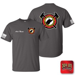 "WYOMING COUNTY FIREFIGHTERS ASSOCIATION" CHARCOAL SCREEN PRINTED WORK T-SHIRT
