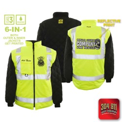 "DEKALB COUNTY FIRE RESCUE STATION 9" GAME - The 6 in 1 Jacket (NEON LIME)