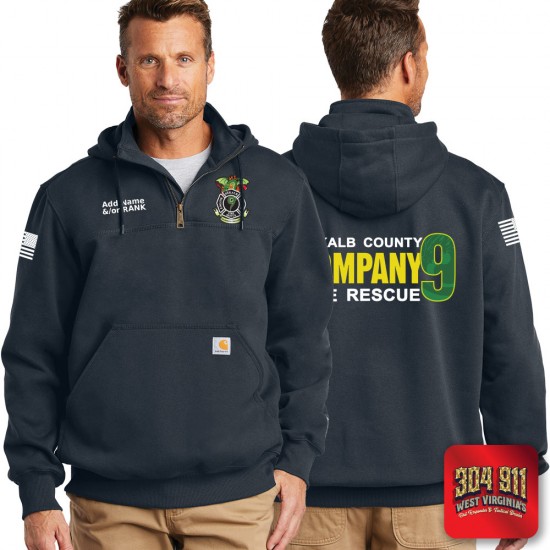 "DEKALB COUNTY FIRE RESCUE STATION 9" NAVY Carhartt ® Rain Defender ® Paxton Heavyweight Hooded Zip Mock Sweatshirt