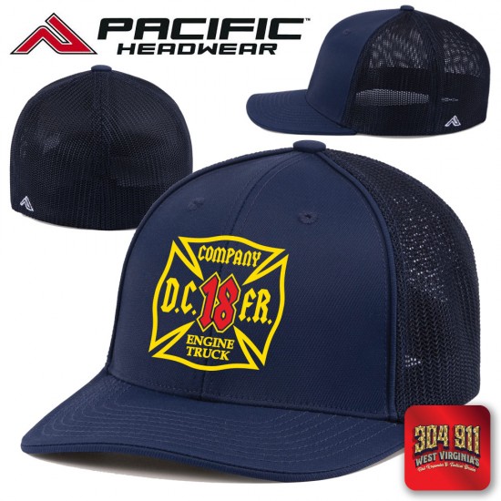 "DEKALB COUNTY FIRE STATION 18" Pacific Headwear Trucker Flexfit® Cap (NAVY)