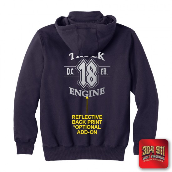 "DEKALB COUNTY FIRE STATION 18" NAVY - GAME - The Hooded Work Shirt (EMBROIDERED)