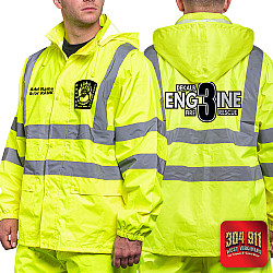 "MONTCALM FIRE DEPARTMENT" GAME - The Econo HiVos Rain Jacket (NEON LIME)