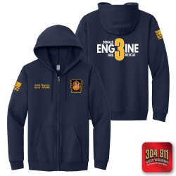 "DEKALB FIRE RESCUE STATION 3" SCREEN PRINT ON NAVY JERZEES® - NuBlend® Full-Zip Hooded Sweatshirt