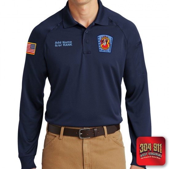 "DEKALB FIRE RESCUE STATION 3" (EMBROIDERY) CornerStone® - Select Long Sleeve Snag-Proof Tactical Polo (NAVY)