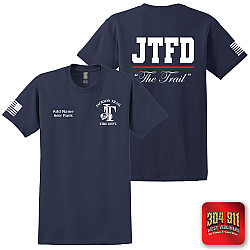 "JACKSON TRAIL FIRE DEPARTMENT" SCREEN PRINT ON NAVY WORK T-SHIRT