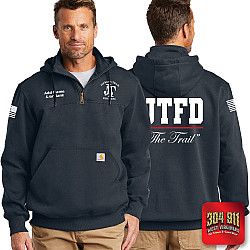 "JACKSON TRAIL FIRE DEPARTMENT" NAVY Carhartt ® Rain Defender ® Paxton Heavyweight Hooded Zip Mock Sweatshirt