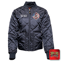 "JACKSON TRAIL RESCUE ENGINE 91" GAME - The Ladies Fit Bravest Diamond Quilt Jacket (NAVY)
