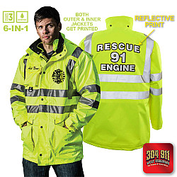 "JACKSON TRAIL RESCUE ENGINE 91" GAME - The 6 in 1 Jacket (NEON LIME)