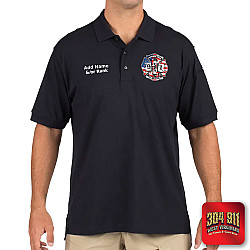 "JACKSON TRAIL RESCUE ENGINE 91" (NAVY) 5.11 Tactical® Utility Short Sleeve Polo