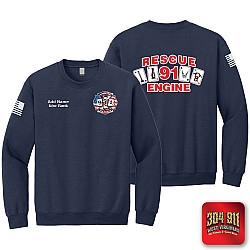 "JACKSON TRAIL RESCUE ENGINE 91" SCREEN PRINT ON NAVY JERZEES WORK SWEATSHIRT