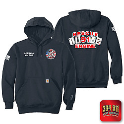 "JACKSON TRAIL RESCUE ENGINE 91" NEW NAVY Carhartt ® Rain Defender ® Paxton Heavyweight Hooded Sweatshirt