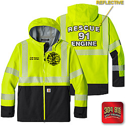 "JACKSON TRAIL RESCUE ENGINE 91" BRIGHT LIME Carhartt® ANSI 107 Class 3 Storm Defender® Jacket