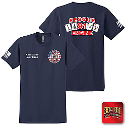"JACKSON TRAIL RESCUE ENGINE 91" SCREEN PRINT ON NAVY WORK TALL T-SHIRT