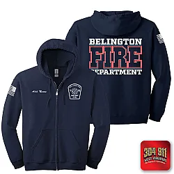 "BELINGTON VOL. FIRE DEPARTMENT" NAVY GILDAN Heavy Blend™ Full-Zip Hooded Sweatshirt