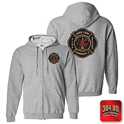 "JANE LEW FIRE DEPARTMENT" SPORTS GREY GILDAN Heavy Blend™ Full-Zip Hooded Sweatshirt