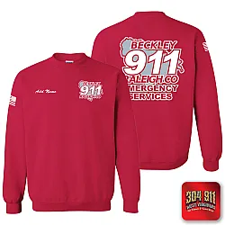 "BECKLEY-RALEIGH COUNTY EMERGENCY SERVICES" CHERRY RED GILDAN WORK SWEATSHIRT