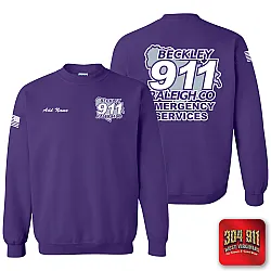 "BECKLEY-RALEIGH COUNTY EMERGENCY SERVICES" PURPLE GILDAN WORK SWEATSHIRT