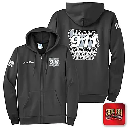"BECKLEY-RALEIGH COUNTY EMERGENCY SERVICES" CHARCOAL Port & Company® Essential Fleece Full-Zip Hooded Sweatshirt