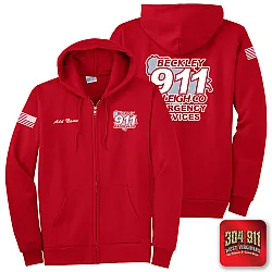 "BECKLEY-RALEIGH COUNTY EMERGENCY SERVICES" RED Port & Company® Essential Fleece Full-Zip Hooded Sweatshirt