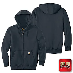 "BLANK" NEW NAVY Carhartt ® Rain Defender ® Paxton Heavyweight Hooded Zip Mock Sweatshirt