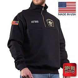 "BELINGTON VOL. FIRE DEPARTMENT" GAME - The Firefighter's Zip Turtleneck Job Shirt (NAVY) (USA MADE)