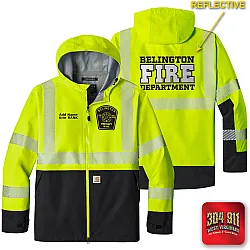 "BELINGTON VOL. FIRE DEPARTMENT" BRIGHT LIME Carhartt® ANSI 107 Class 3 Storm Defender® Jacket